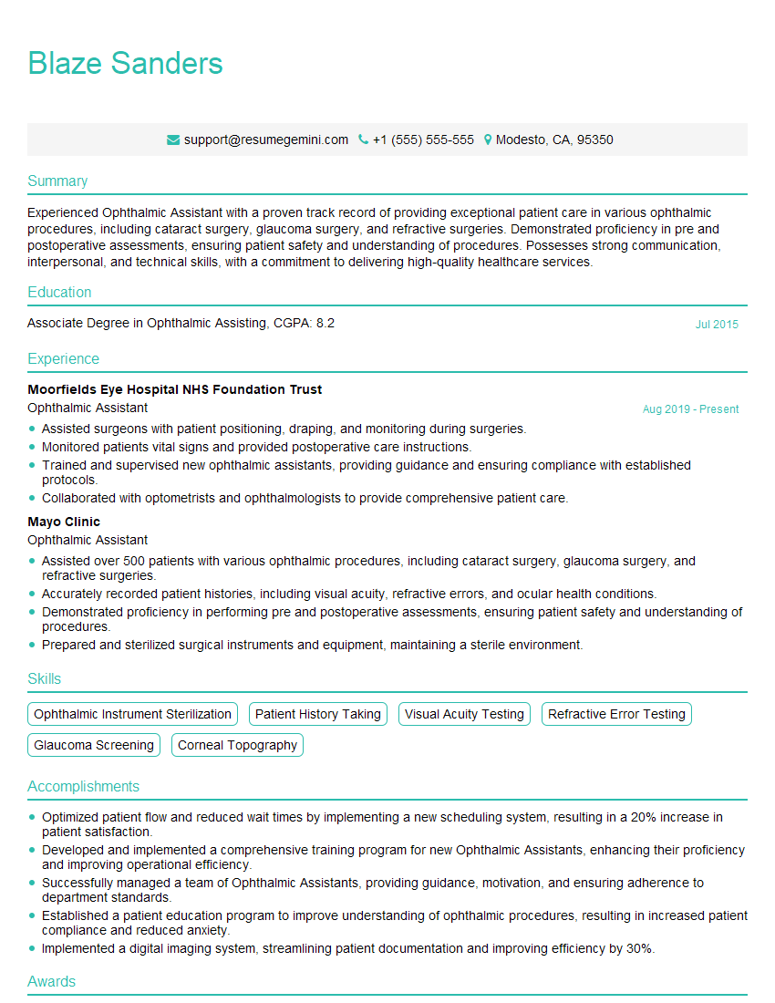 Top 10 Questions for Ophthalmic Assistant Interview - ResumeGemini ...